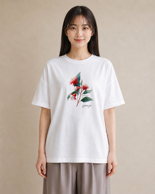 デザインTシャツ レディース ミモザ 花 花柄 イラスト ナチュラル 自分用 ルームウェア 白T YMAZO