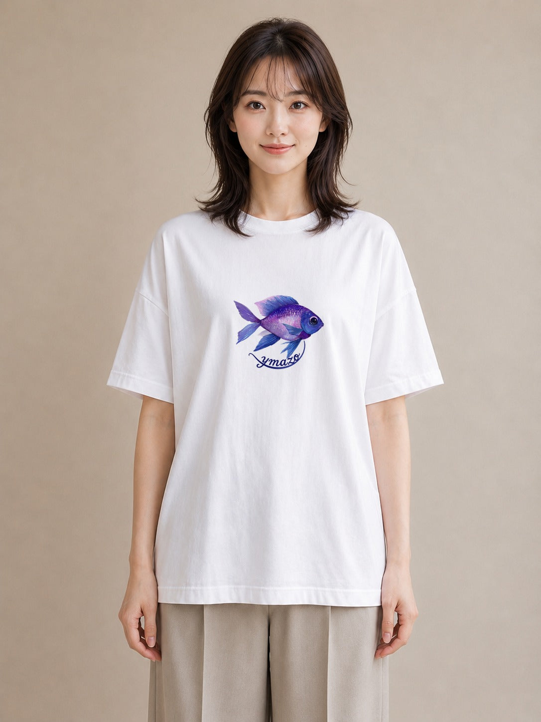 グラフィックTシャツ レディース マンボウ 海の生き物 海 イラスト シンプル 春服 ミセス 白T YMAZO