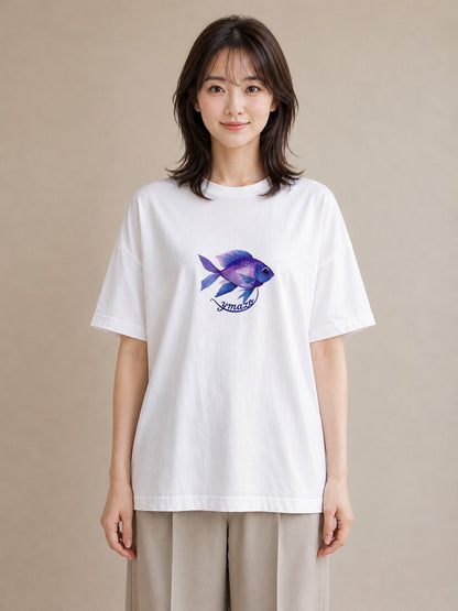 グラフィックTシャツ レディース マンボウ 海の生き物 海 イラスト シンプル 春服 ミセス 白T YMAZO