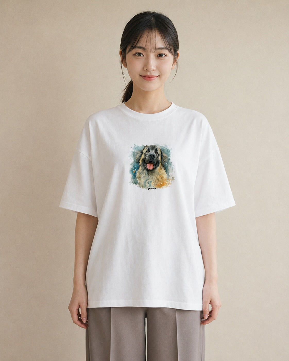デザインTシャツ レディース 黒柴 犬 いぬ イラスト シック 親子 20代 白T YMAZO
