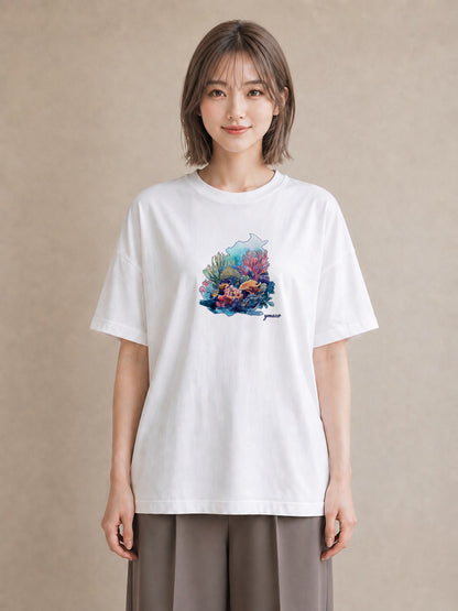 半袖Tシャツ レディース カクレクマノミ 海の生き物 海 イラスト フェミニン レイヤード 友達ギフト 白T YMAZO