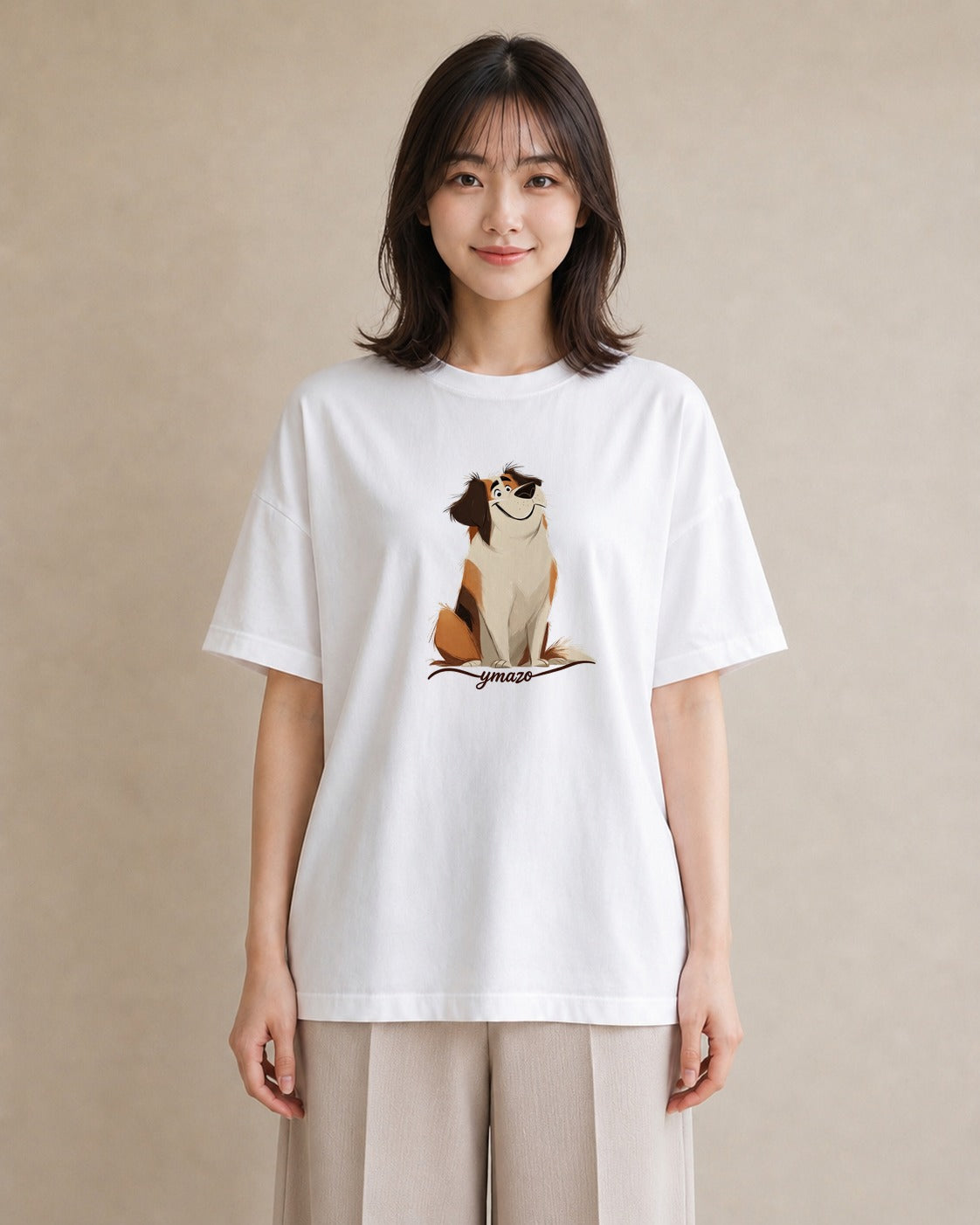 デザインTシャツ レディース 犬 いぬ イラスト モード 敬老の日 ホワイトデー 白T YMAZO