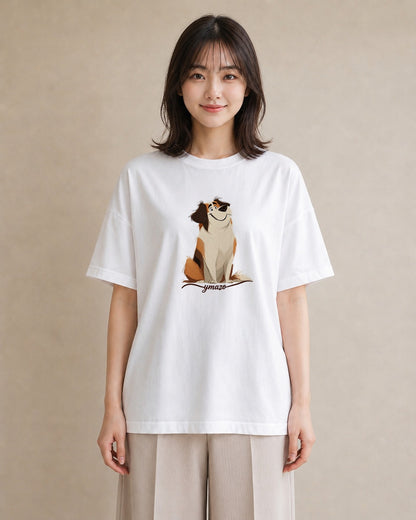 デザインTシャツ レディース 犬 いぬ イラスト モード 敬老の日 ホワイトデー 白T YMAZO