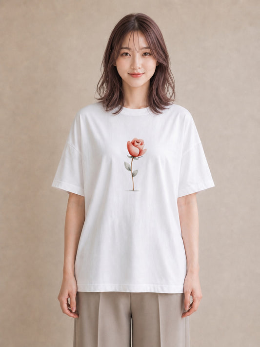 プリントTシャツ レディース バラ 薔薇 ローズ 花 花柄 イラスト ニュアンス 公園 ママ 白T YMAZO