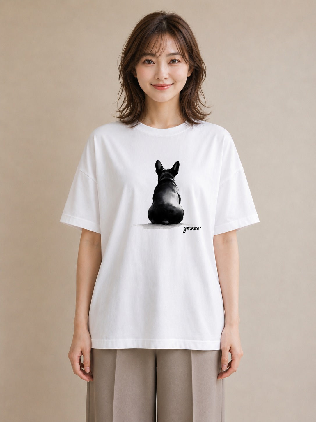 グラフィックTシャツ レディース 犬好き 犬 いぬ イラスト シンプル 女性 旅行用 白T YMAZO