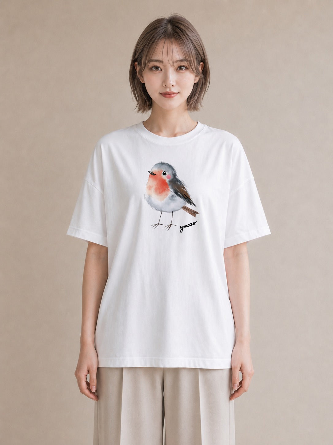 Tシャツ レディース 桜文鳥 ペット 動物 イラスト 韓国風 部屋着 女性向けギフト 白T YMAZO