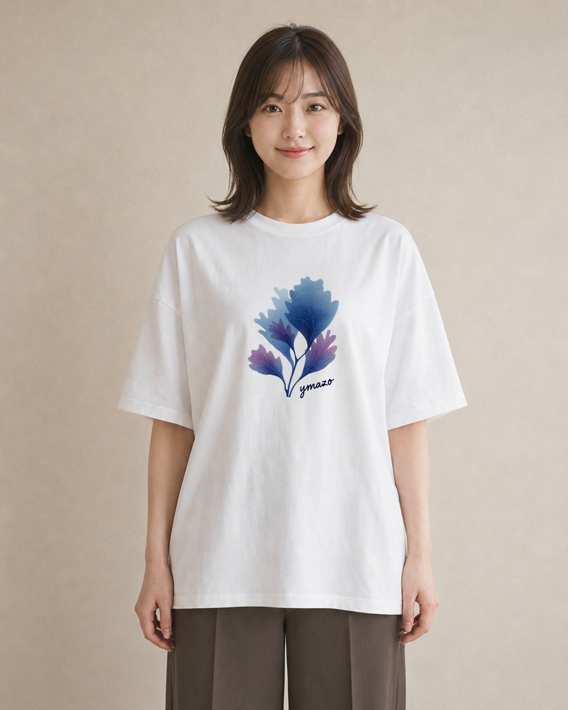 デザインTシャツ レディース サンゴ 海の生き物 海 イラスト 休日コーデ ミセス 春コーデ 白T YMAZO