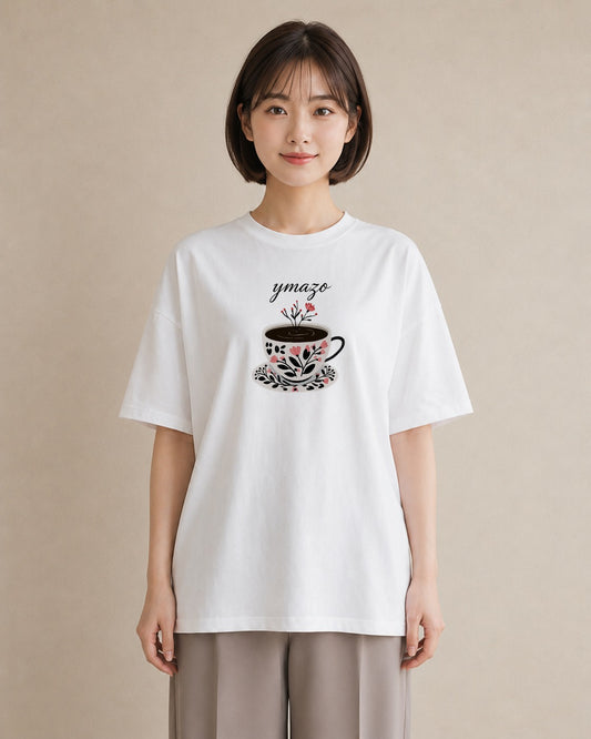 デザインTシャツ レディース エスプレッソ 食べ物 フード イラスト 可愛い 誕生日プレゼント 綿100 白T YMAZO