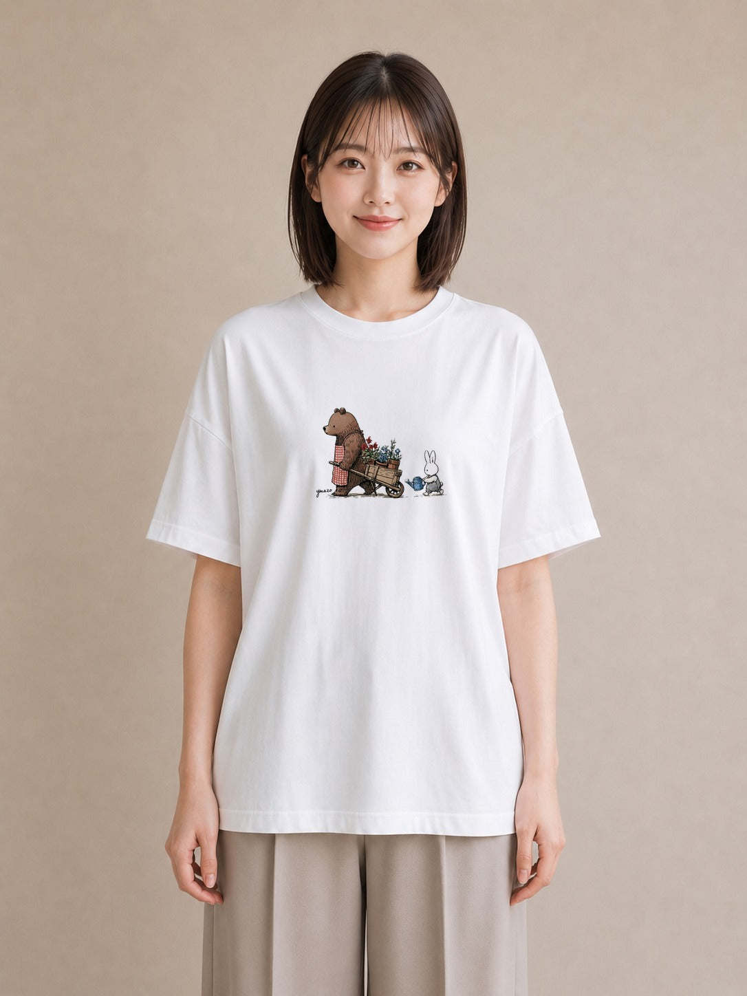 Tシャツ レディース さくら 桜 桜の枝 イラスト こなれ感 カフェ巡り 女子会 白T YMAZO