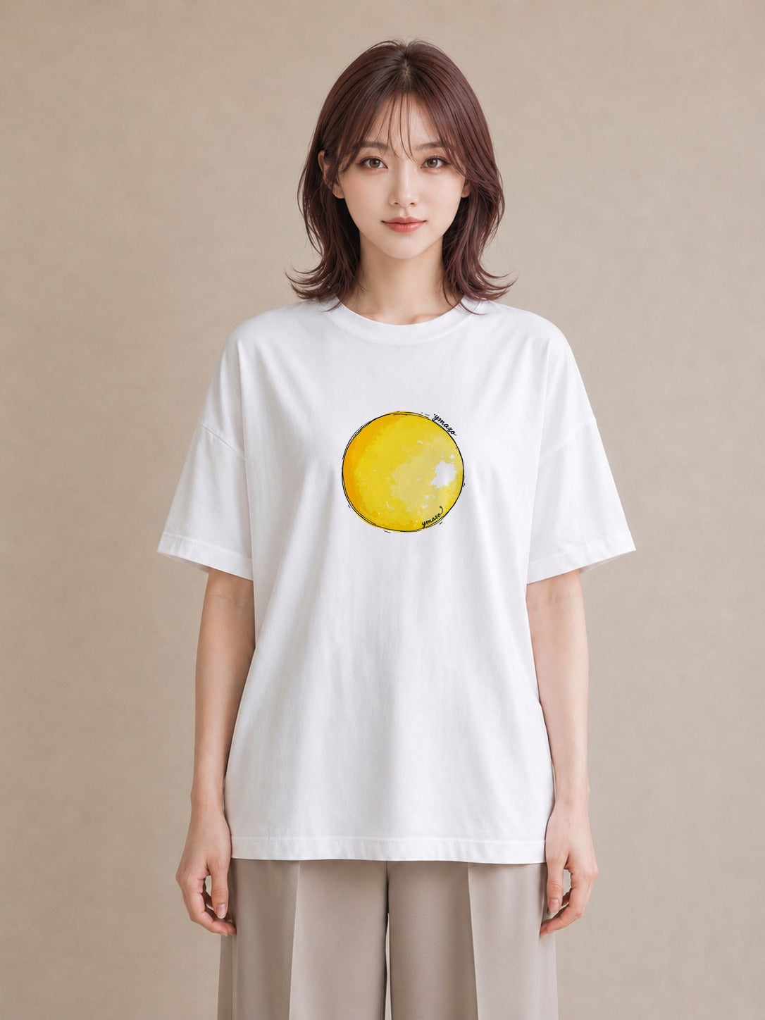 プリントTシャツ レディース 目玉焼き 食べ物 フード イラスト ガーリー 公園 ママ 白T YMAZO