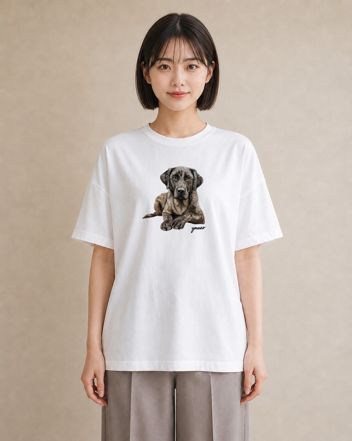 プリントTシャツ レディース 老犬 犬 いぬ イラスト きれいめ ペアコーデ 秋コーデ 白T YMAZO