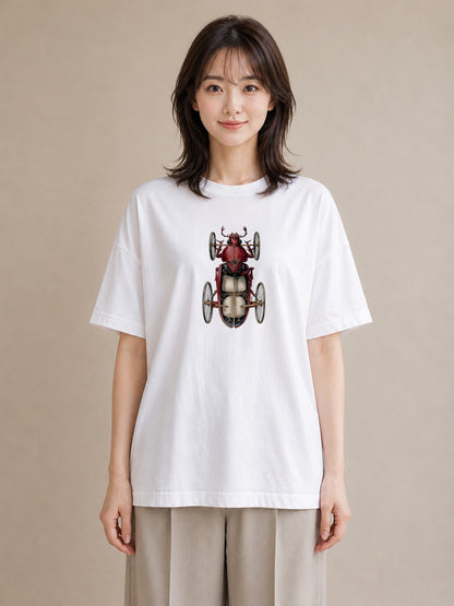 グラフィックTシャツ レディース ダンゴムシ 昆虫 虫 イラスト きれいめ ビーチ デイリーウェア 白T YMAZO