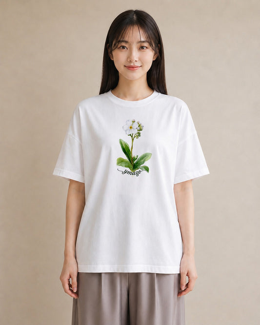 プリントTシャツ レディース 金木犀 花 花柄 イラスト シック 母の日 ビーチ 白T YMAZO