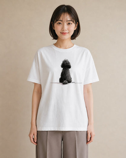 半袖Tシャツ レディース トイプードル プードル 犬 いぬ イラスト 北欧風 友達ギフト 部屋着 白T YMAZO