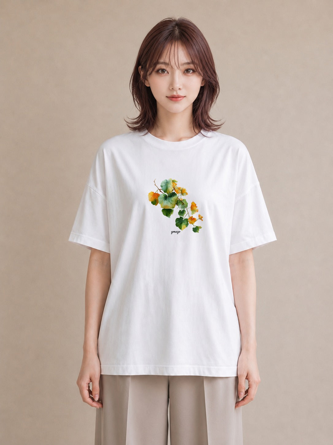 Tシャツ レディース あさがお 朝顔 花 花柄 イラスト ヴィンテージ風 旅行用 海 白T YMAZO