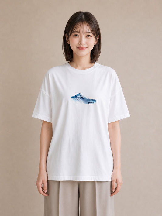 デザインTシャツ レディース 山 星空 宇宙 イラスト こなれ感 送別ギフト 通勤 白T YMAZO