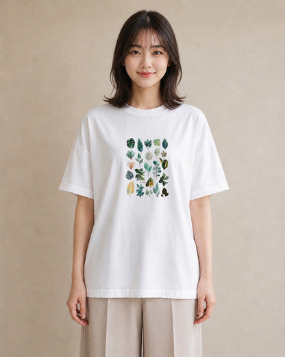 デザインTシャツ レディース ボタニカル 植物 イラスト ユニーク 20代 カジュアルコーデ 白T YMAZO