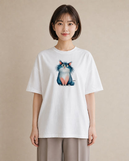 Tシャツ レディース メインクーン 猫 ねこ イラスト ペアコーデ 秋コーデ 白T YMAZO