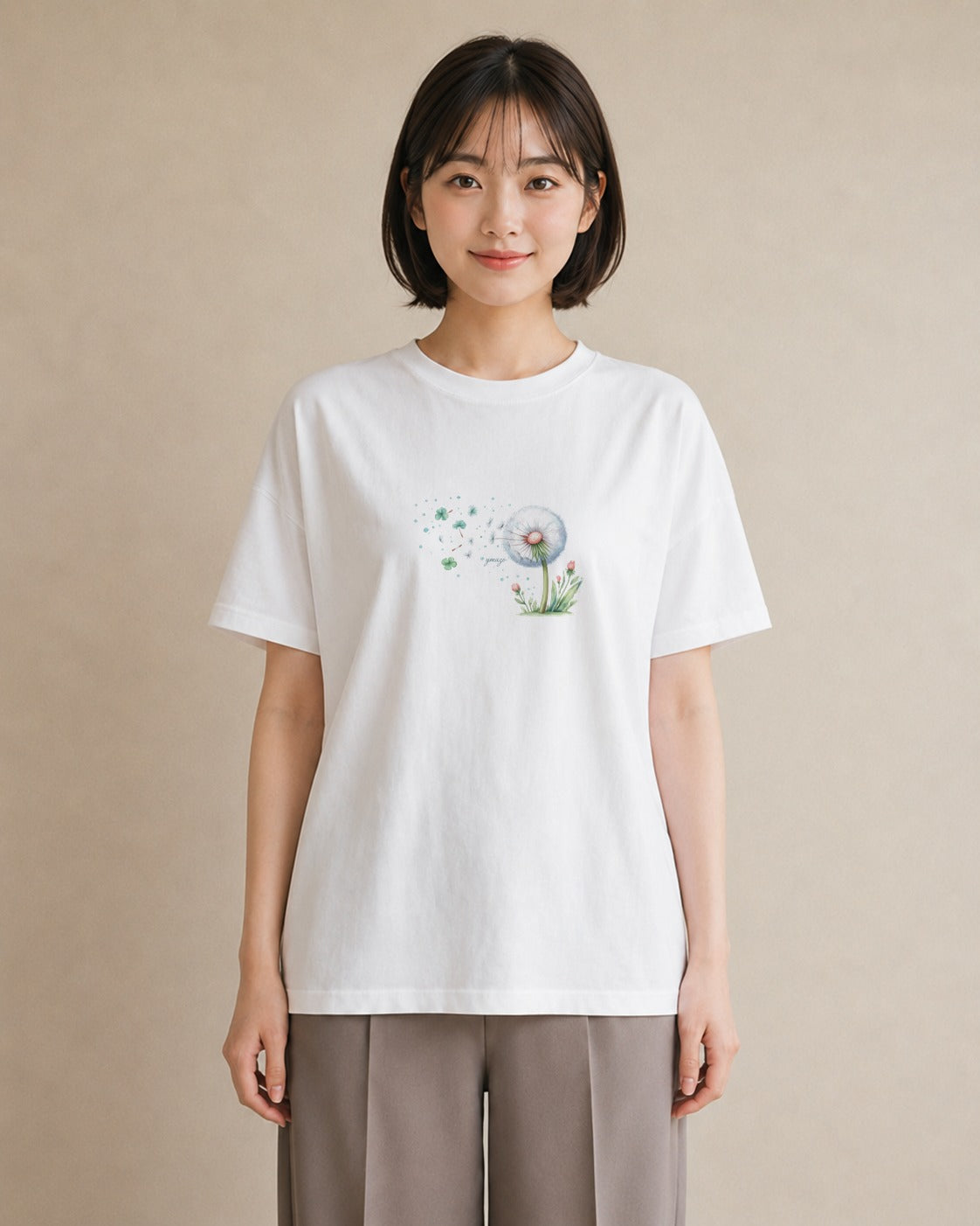 プリントTシャツ レディース たんぽぽ 花 花柄 イラスト ポップ 春コーデ 姉妹 白T