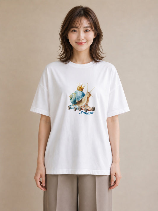 プリントTシャツ レディース かたつむり 昆虫 虫 イラスト ニュアンス 母娘コーデ 自分用 白T