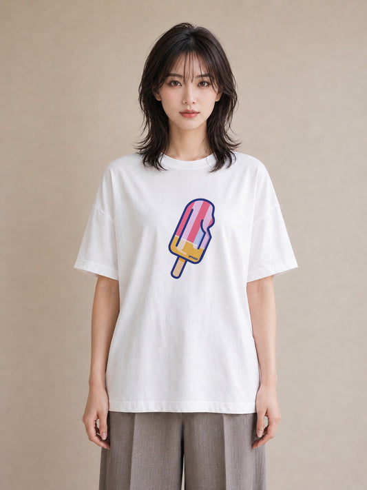 プリントTシャツ レディース アイス 食べ物 フード イラスト きれいめ ギフト 母の日 白T YMAZO