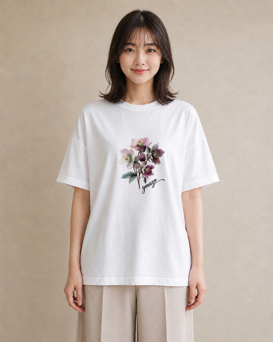 Tシャツ レディース 花 花柄 イラスト カジュアル 女性 旅行用 白T YMAZO