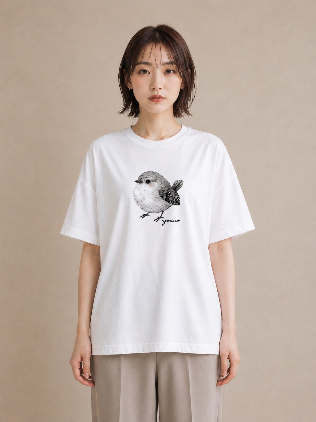 プリントTシャツ レディース 桜文鳥 ペット 動物 イラスト アート風 ギフト 母の日 白T YMAZO