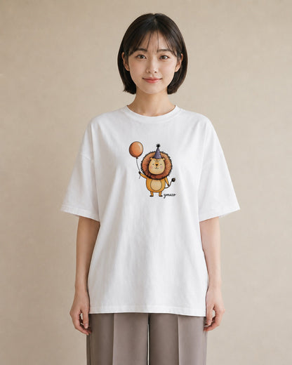 Tシャツ レディース ライオン 動物 アニマル イラスト 上品 公園 ママ 白T YMAZO
