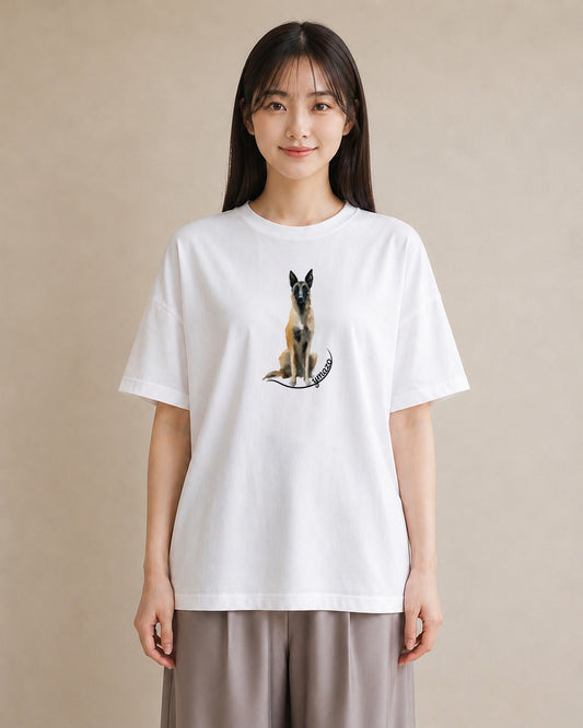 グラフィックTシャツ レディース ジャーマンシェパード 犬 いぬ イラスト ボタニカル 秋コーデ おしゃれギフト 白T