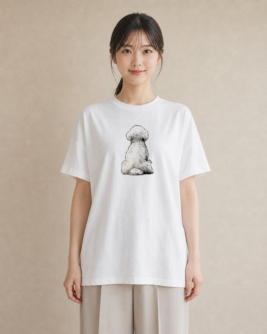 Tシャツ レディース ビションフリーゼ 犬 いぬ イラスト 秋コーデ おしゃれギフト 白T YMAZO