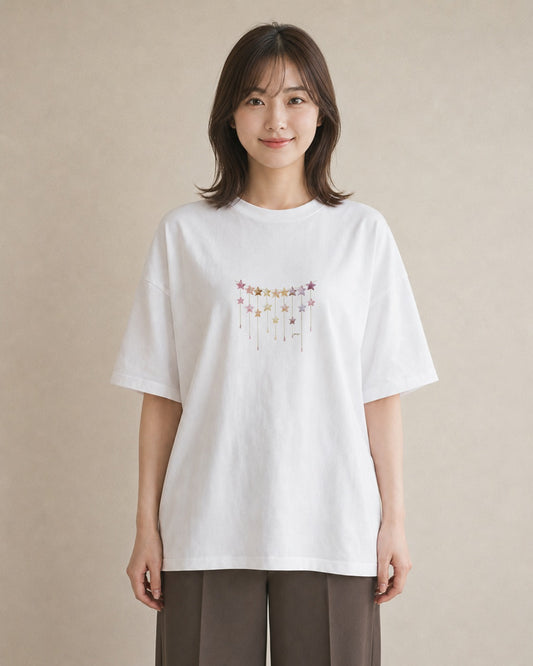 プリントTシャツ レディース 星空 宇宙 イラスト アート風 おしゃれギフト 社会人 白T YMAZO