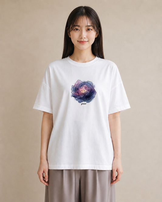 デザインTシャツ レディース 乙女座 星空 宇宙 イラスト カフェ巡り 女子会 白T YMAZO
