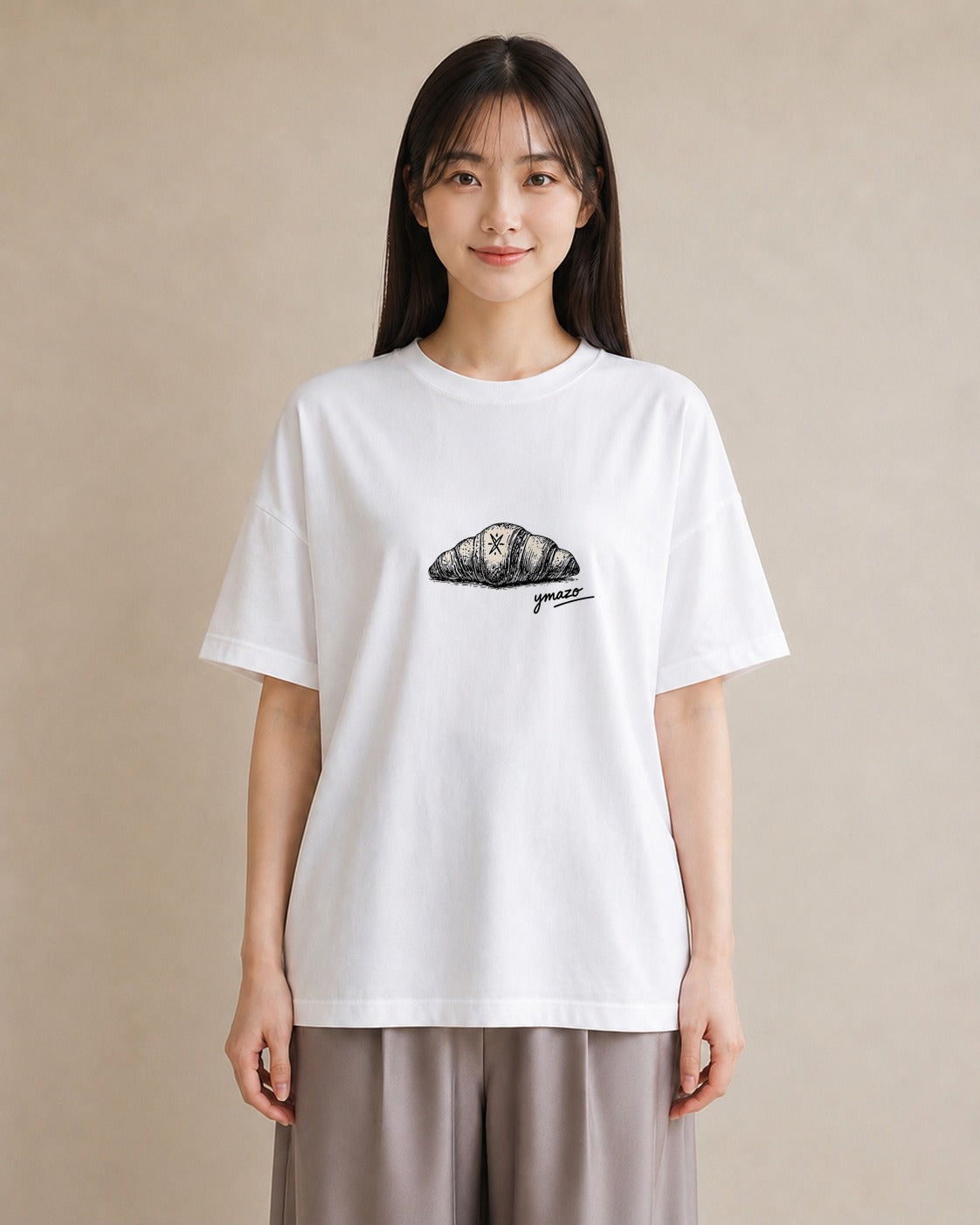グラフィックTシャツ レディース パン ベーカリー レトロ イラスト ラフ 自分用 ルームウェア 白T YMAZO