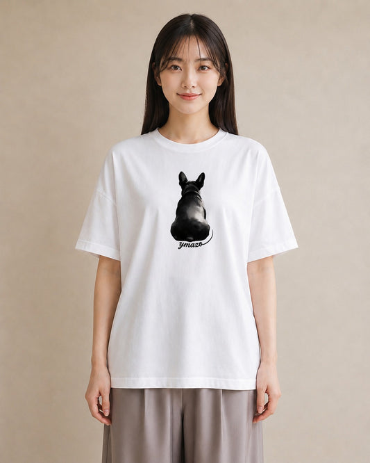 デザインTシャツ レディース フレンチブルドッグ フレブル 犬 いぬ イラスト 抜け感 20代 カジュアルコーデ 白T