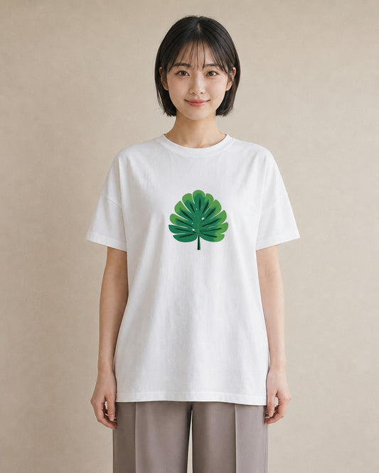 グラフィックTシャツ レディース モンステラ 植物 ボタニカル イラスト シンプル 誕生日プレゼント 綿100 白T YMAZO
