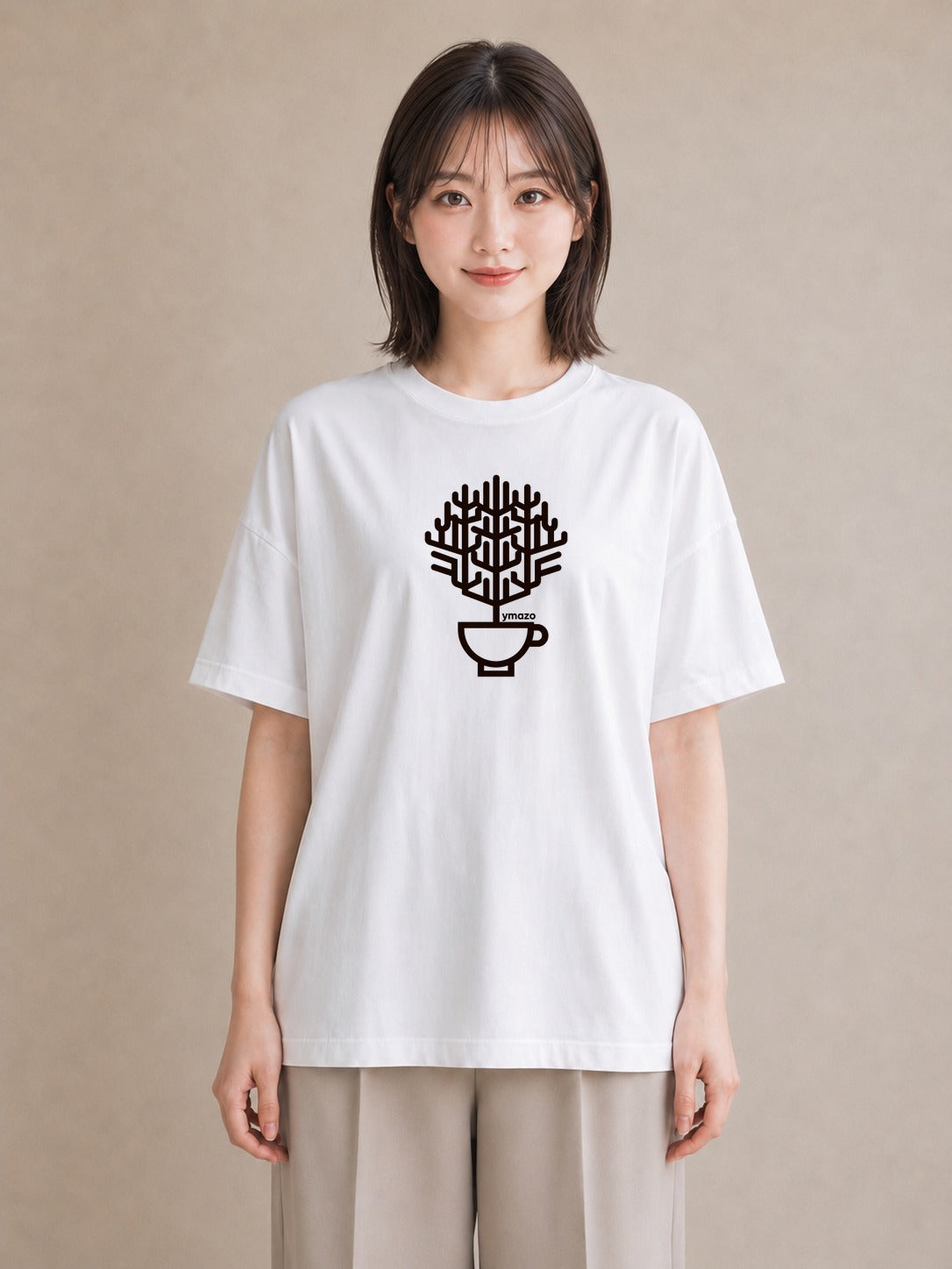 半袖Tシャツ レディース カフェ カフェロゴ ロゴ イラスト ポップ 敬老の日 ホワイトデー 白T YMAZO