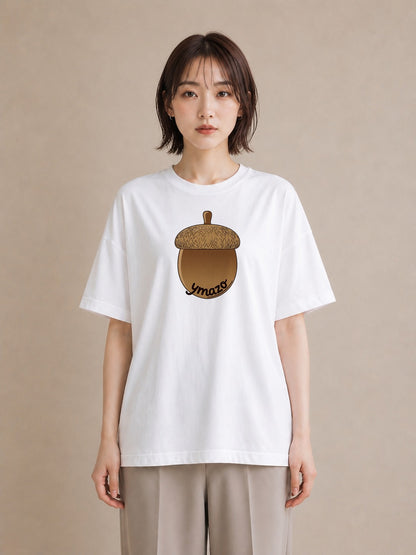 グラフィックTシャツ レディース どんぐり 植物 ボタニカル イラスト きれいめ 敬老の日 ホワイトデー 白T YMAZO