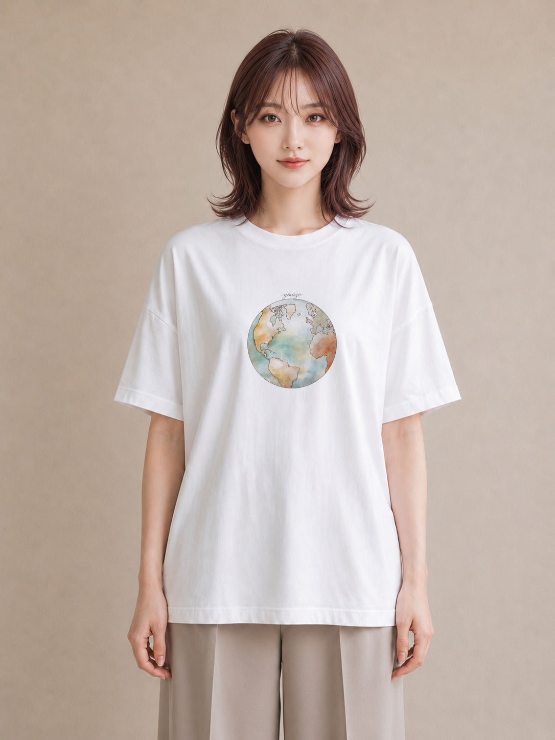 グラフィックTシャツ レディース オーロラ 星空 宇宙 イラスト 個性的 お出かけ 普段着 白T YMAZO