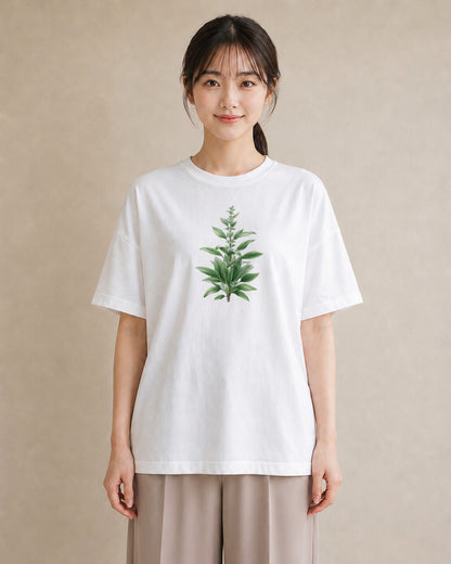 Tシャツ レディース ハーブ 植物 ボタニカル イラスト 北欧風 休日 ペアコーデ 白T YMAZO