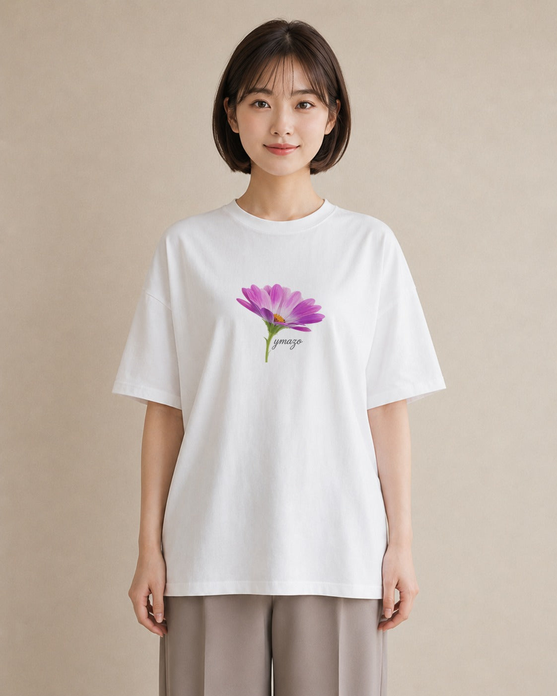 Tシャツ レディース マーガレット 花 花柄 イラスト カフェ巡り 女子会 白T