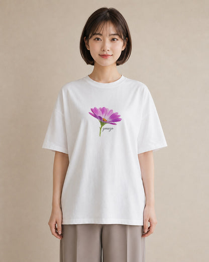 Tシャツ レディース マーガレット 花 花柄 イラスト カフェ巡り 女子会 白T