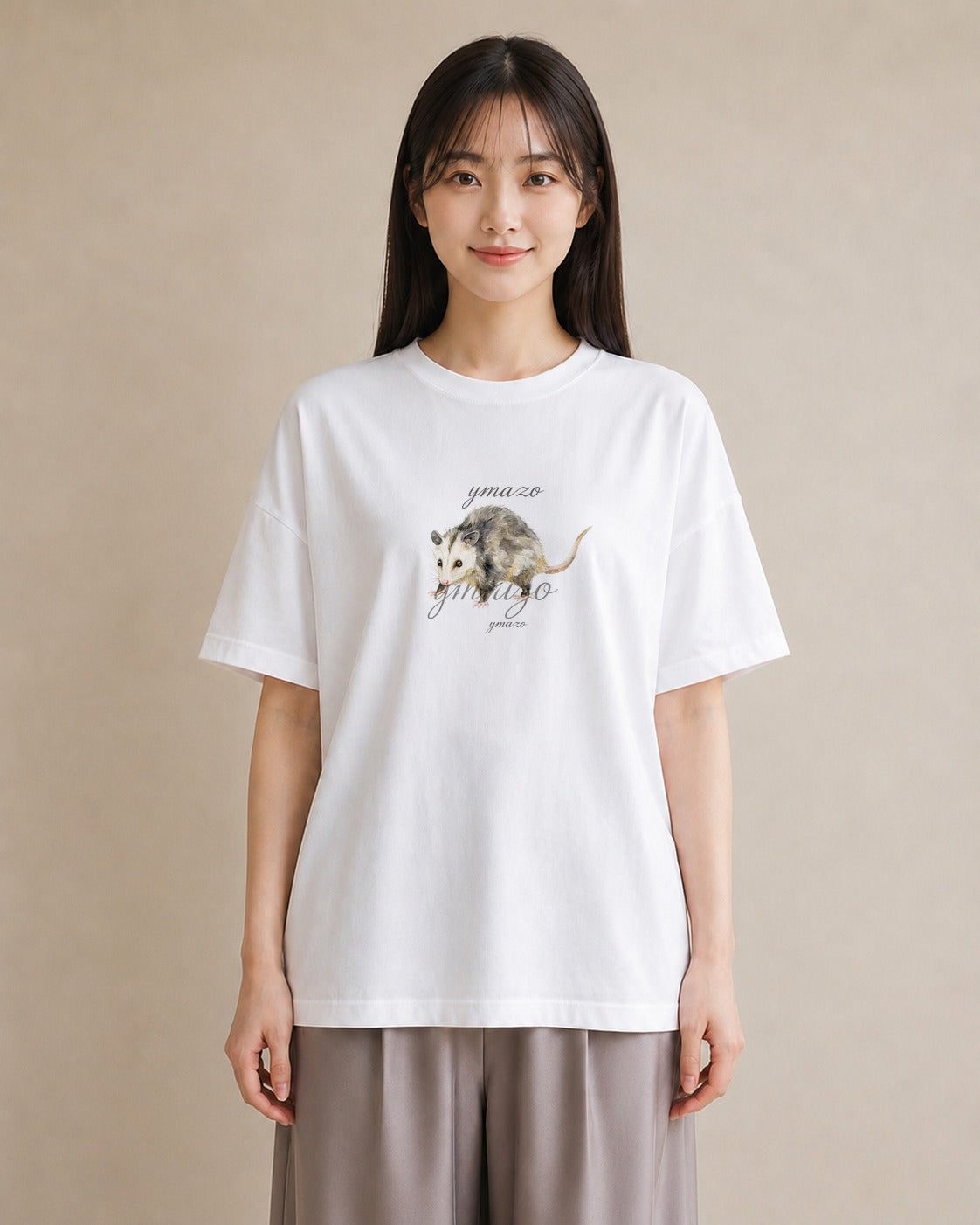 グラフィックTシャツ レディース ハムスター ペット 動物 イラスト ガーリー 休日 ペアコーデ 白T YMAZO