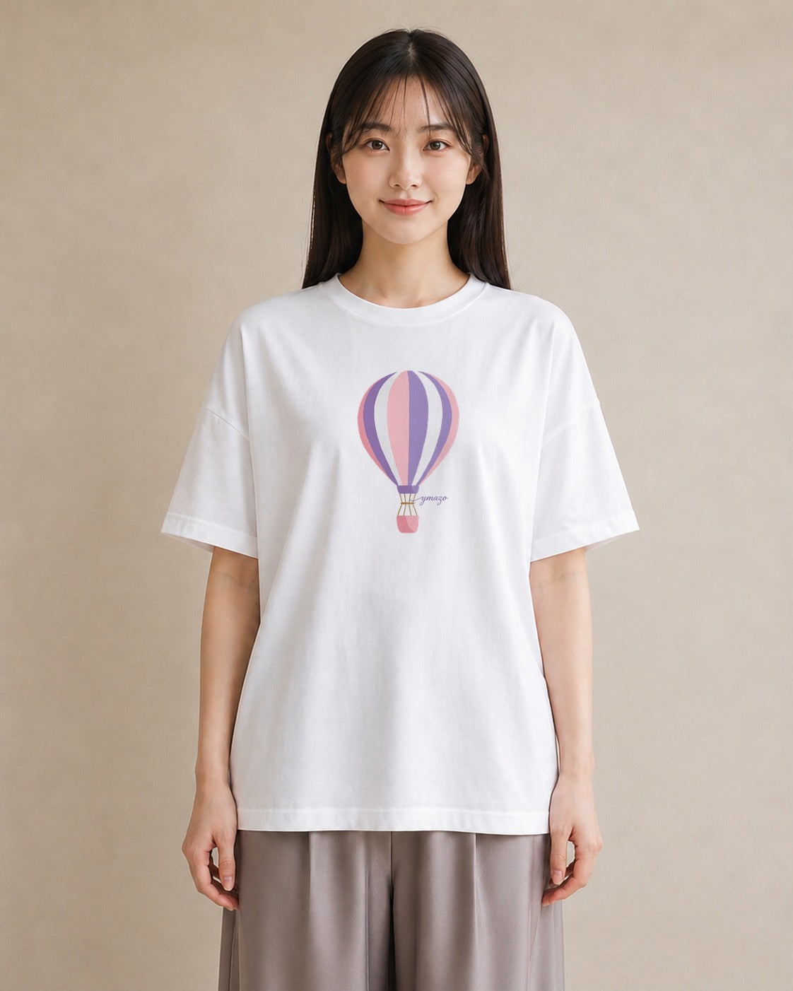半袖Tシャツ レディース 紙風船 和紙 ナチュラル アンティーク イラスト カジュアル ラフ レイヤード 白T YMAZO