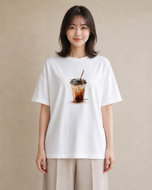 半袖Tシャツ レディース エスプレッソ 食べ物 フード イラスト ボタニカル ママ カフェ服 白T YMAZO