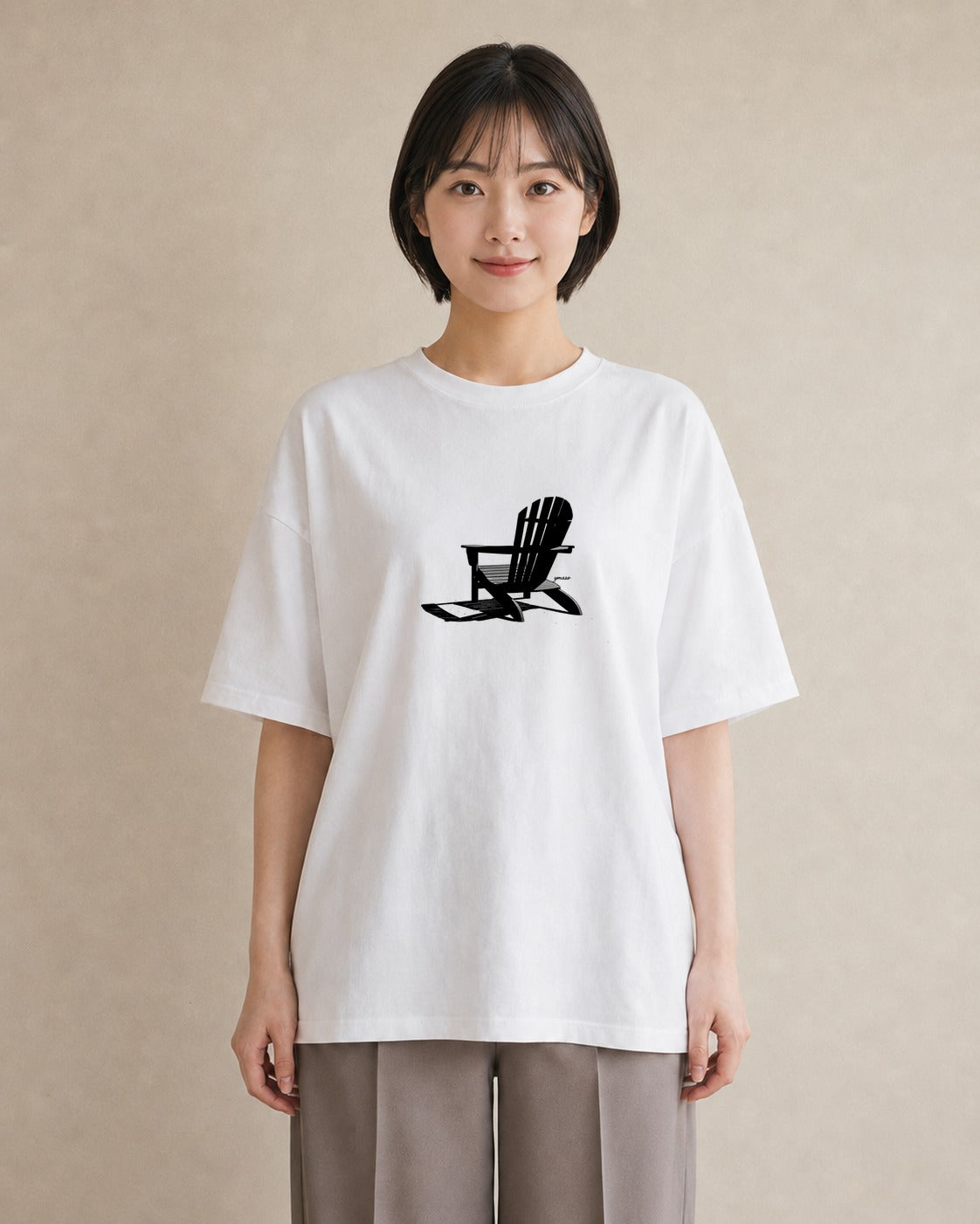 Tシャツ レディース 窓辺の椅子 窓辺 椅子 ナチュラル アンティーク イラスト こなれ感 お揃い 親子 白T YMAZO