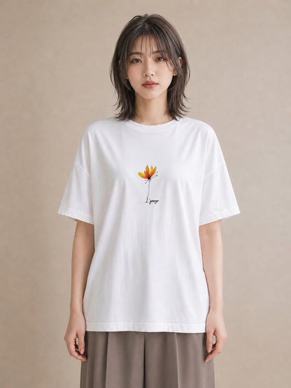 Tシャツ レディース ミモザ 花 花柄 イラスト 抜け感 母娘コーデ 自分用 白T