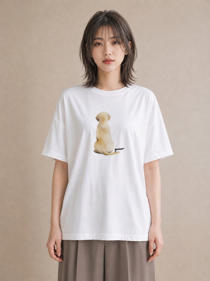 プリントTシャツ レディース ラブラドールレトリバー 犬 いぬ イラスト ヴィンテージ風 夏コーデ 通学 白T YMAZO