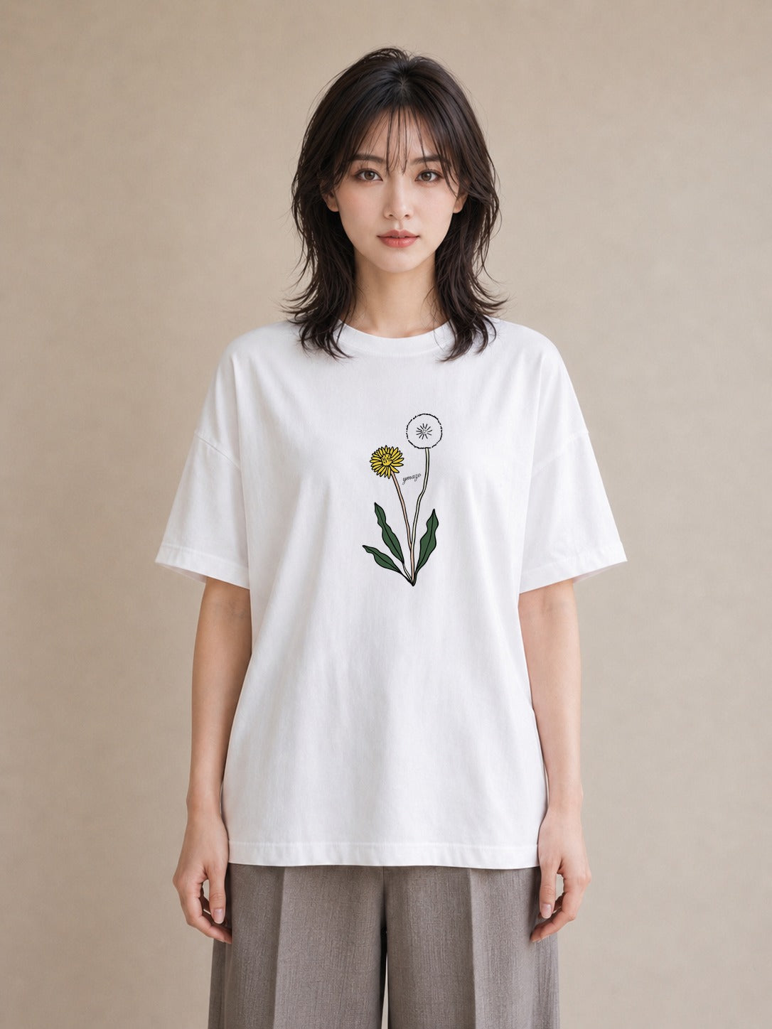 Tシャツ レディース たんぽぽ 花 花柄 イラスト ポップ デート 帰省 白T