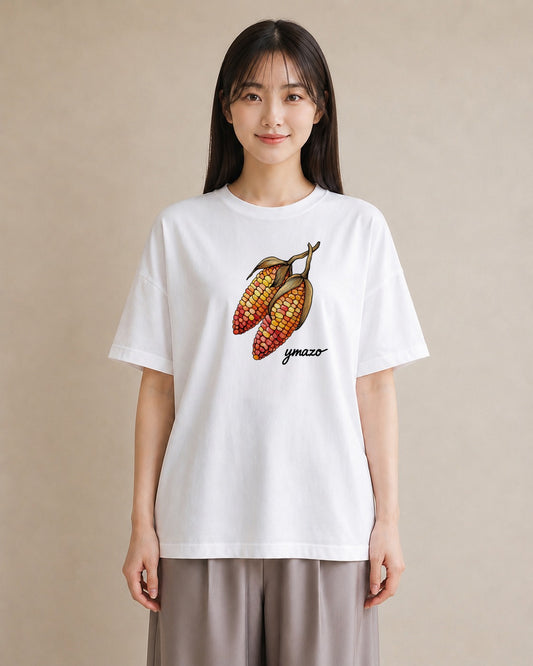 プリントTシャツ レディース 実り 植物 ボタニカル イラスト カフェ巡り 女子会 白T YMAZO