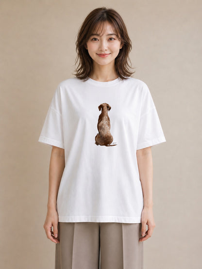 プリントTシャツ レディース いぬ 犬 ワンコ イラスト こなれ感 通勤 在宅 白T YMAZO